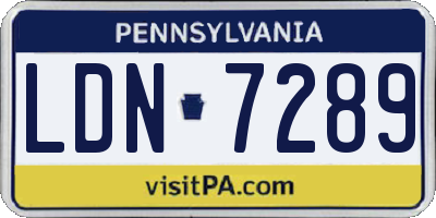PA license plate LDN7289