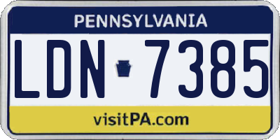 PA license plate LDN7385