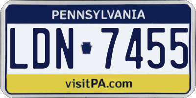 PA license plate LDN7455