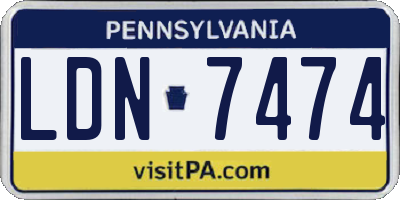 PA license plate LDN7474