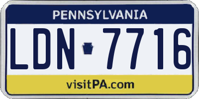 PA license plate LDN7716