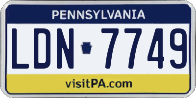 PA license plate LDN7749