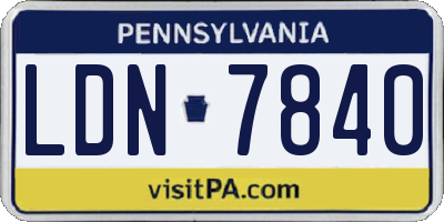 PA license plate LDN7840