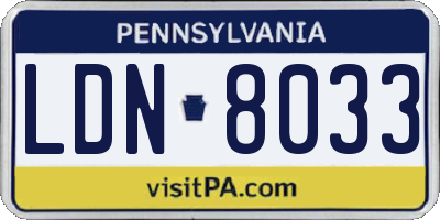 PA license plate LDN8033