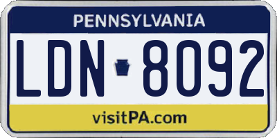 PA license plate LDN8092
