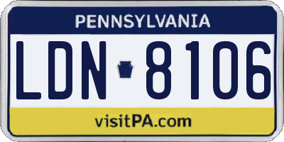 PA license plate LDN8106