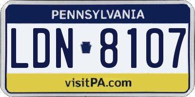 PA license plate LDN8107