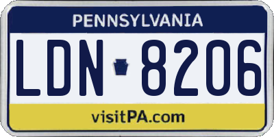 PA license plate LDN8206