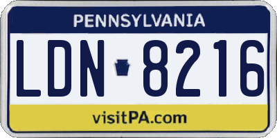 PA license plate LDN8216