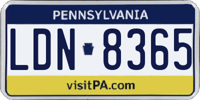PA license plate LDN8365