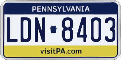 PA license plate LDN8403