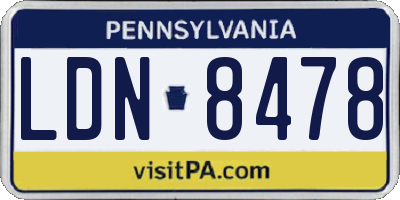 PA license plate LDN8478