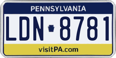 PA license plate LDN8781