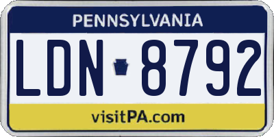 PA license plate LDN8792