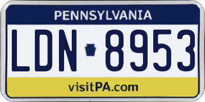 PA license plate LDN8953