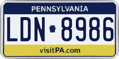 PA license plate LDN8986
