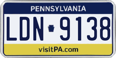 PA license plate LDN9138