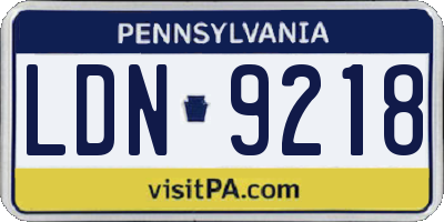 PA license plate LDN9218