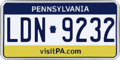 PA license plate LDN9232