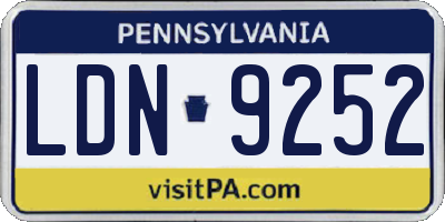 PA license plate LDN9252