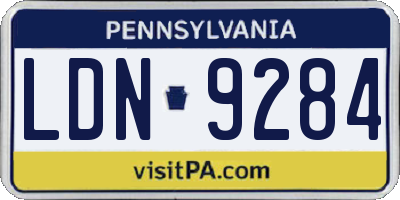PA license plate LDN9284