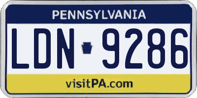 PA license plate LDN9286
