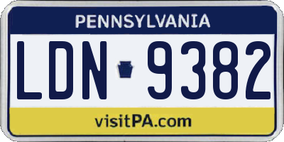PA license plate LDN9382