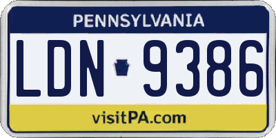 PA license plate LDN9386