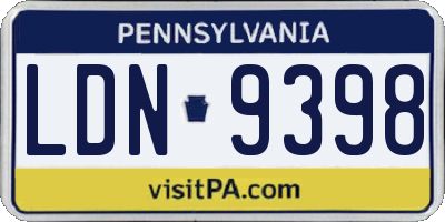 PA license plate LDN9398