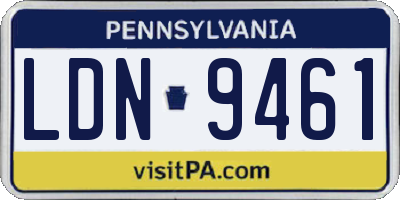 PA license plate LDN9461