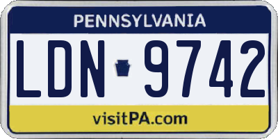PA license plate LDN9742