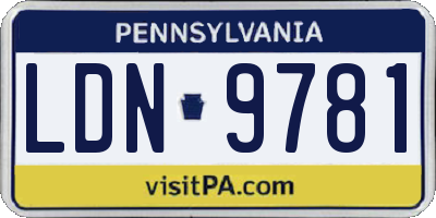 PA license plate LDN9781