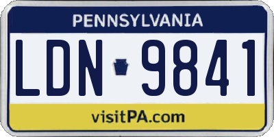 PA license plate LDN9841