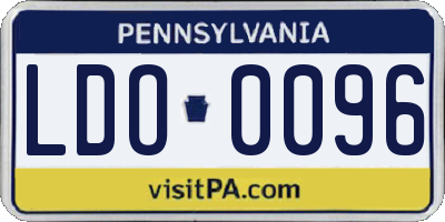 PA license plate LDO0096