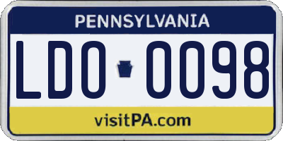 PA license plate LDO0098