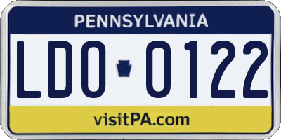 PA license plate LDO0122