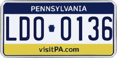 PA license plate LDO0136