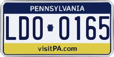 PA license plate LDO0165