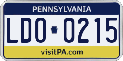 PA license plate LDO0215
