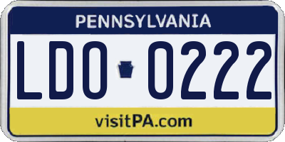 PA license plate LDO0222