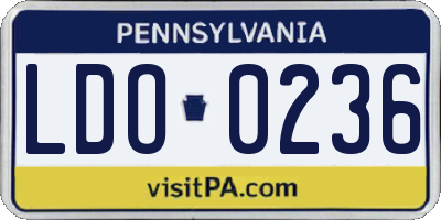 PA license plate LDO0236