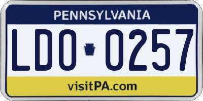 PA license plate LDO0257