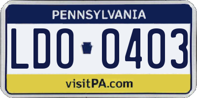 PA license plate LDO0403