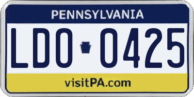 PA license plate LDO0425