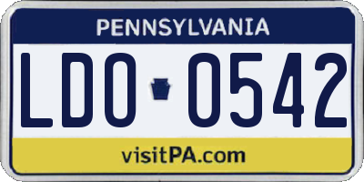 PA license plate LDO0542