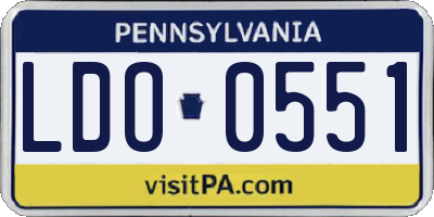 PA license plate LDO0551