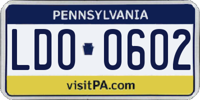 PA license plate LDO0602