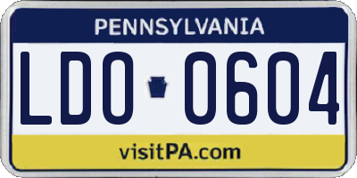 PA license plate LDO0604