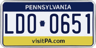 PA license plate LDO0651