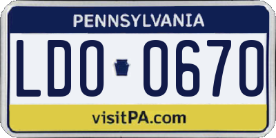 PA license plate LDO0670